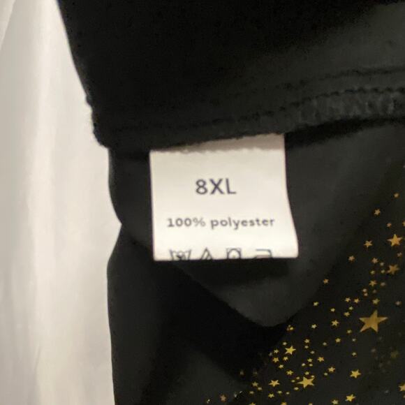 Black Top Size 8 XL Gold Stars Pullover V Neck Pointed Sleeves - Picture 4 of 6